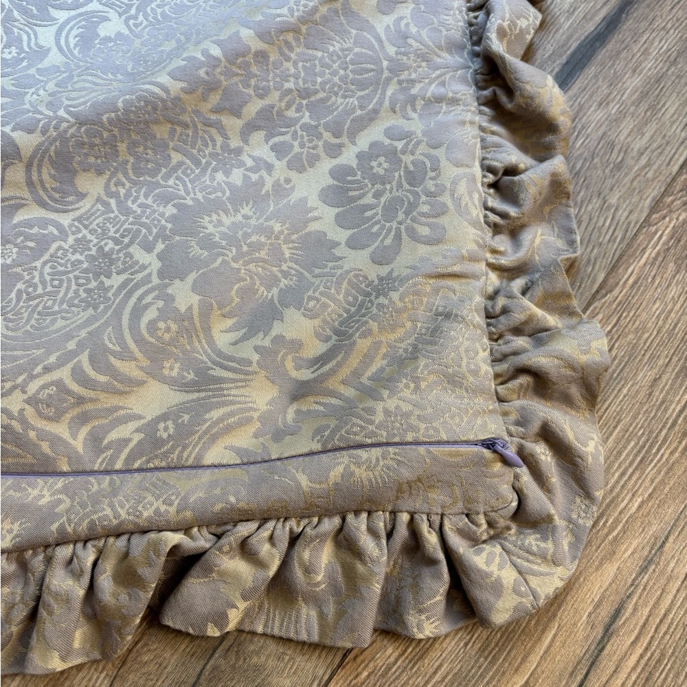 Custom Wool Needlepoint Pillow Cover Sham Grandma Cottagecore Ruffle Trim 20x16” - Picture 6 of 10